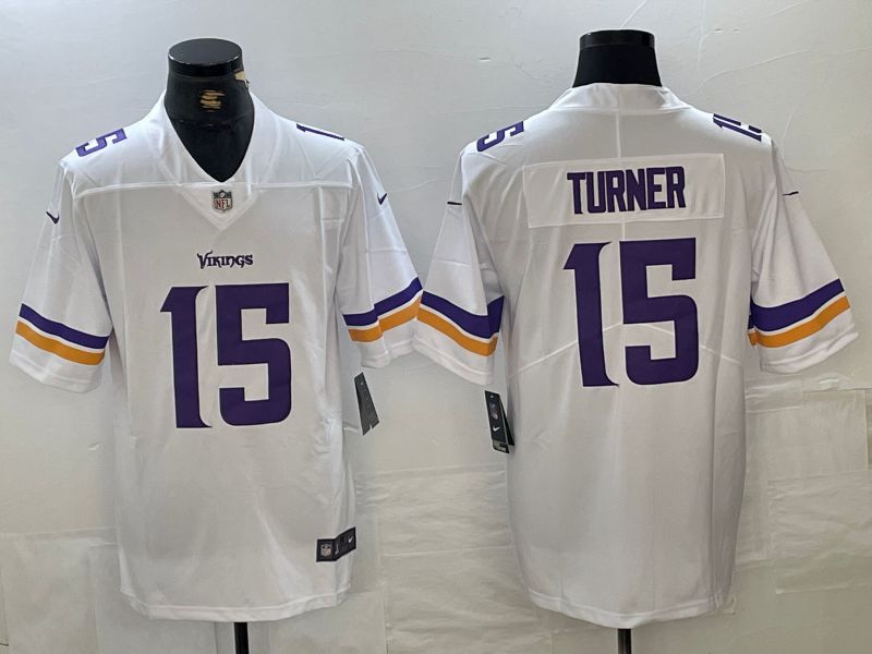 Men Minnesota Vikings #15 Turner White Three generations 2024 Nike Vapor F.U.S.E. Limited NFL Jersey->minnesota vikings->NFL Jersey